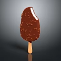 Artistic Chocolate Ice Cream Bar Sculpture Carving With Crumbled Toppings And Wooden Stick