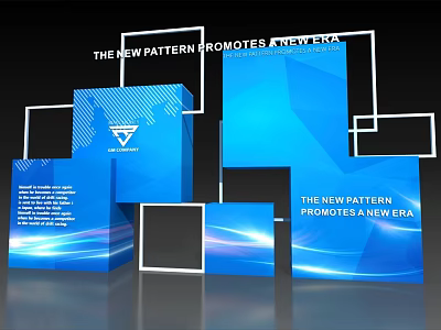 Modern Blue Geometric Blocks With New Pattern Promoting New Era 3d model