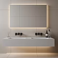 Modern sink hidden faucet mirror integrated basin 3d model