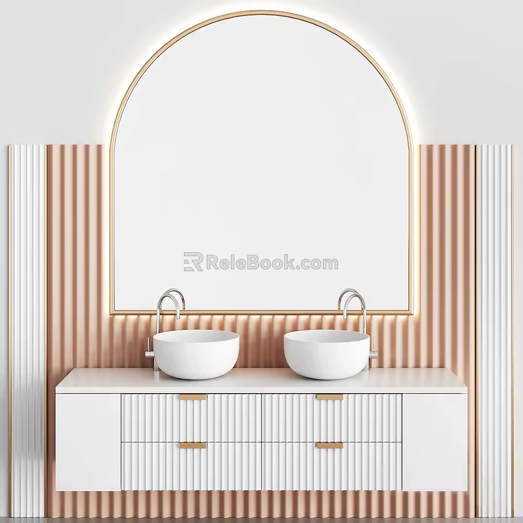 Modern sink background wall 3d model