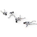 Silver Humanoid Figures With Black Heads In Various Poses On White Background