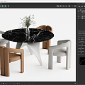 cassina modern dining table and chair round table and chair combination 3d model