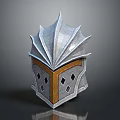 Cartoon Style Spiked Silver Armor Helmet With Orange Decorative Lines And Diamond Holes