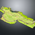 Golf Course Layout With Green Fairways Winding Paths And Clubhouse Buildings