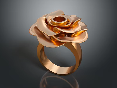 Elegant Golden Rose Shaped Fashion Ring For Women Accessories 3d model