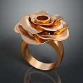 Elegant Golden Rose Shaped Fashion Ring For Women Accessories