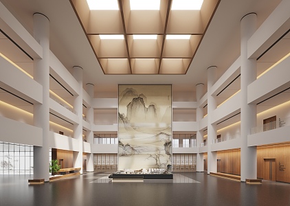 New Chinese Library Company Lobby 3d model