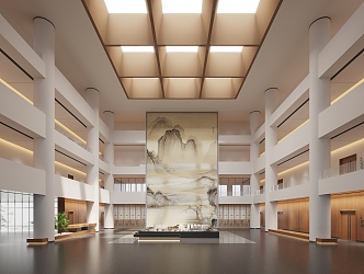 New Chinese Library Company Lobby 3d model