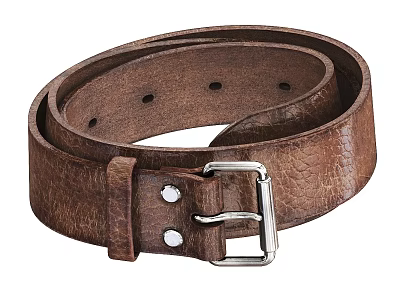 Brown Leather Belt With Metal Buckle And Classic Design For Daily Use 3d model