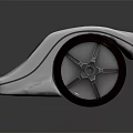 Futuristic White And Blue Concept Car With Sleek Design Transparent Windshield And Large Wheel