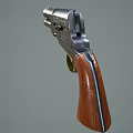 Vintage Revolver Featuring Black Barrel Red Wooden Grip And Metal Components
