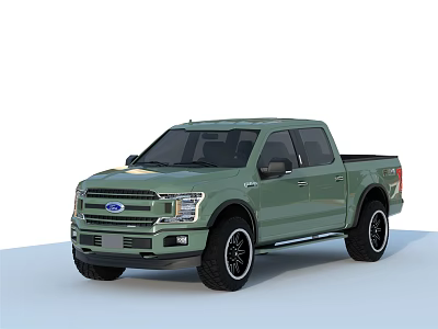 Green Ford F-150 Four Door Pickup Truck with Modern Exterior Design and Black Wheels 3d model