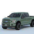 Green Ford F-150 Four Door Pickup Truck with Modern Exterior Design and Black Wheels