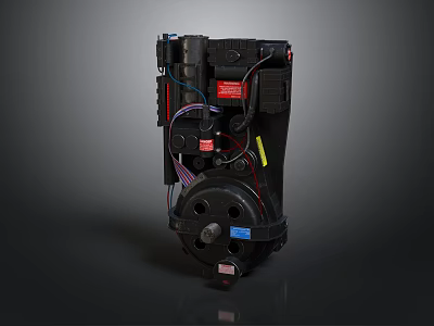 Electric Motor Assembly With Colored Wires Labels And Rotating Wheel 3d model