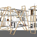 Elegant Modern Gold Frame Bookshelf With Multi Layer Shelves Books Decorations And Green Plants