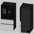 Modern Home Refrigerator With Black Silver Design Digital Display And Textured Surface