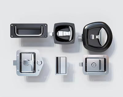 Modern Stylish Door Handles With Various Designs And Shapes For Home Doors 3d model