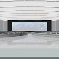 Modern Control Room Interior With Large Digital Screens Control Desks And Office Chairs