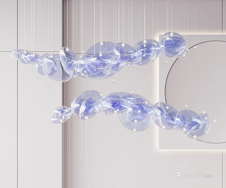 Transparent Light Blue Cloud Shaped Chandelier For Modern Minimalist Interior 3d model
