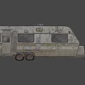 Worn Out Camper Trailer With Roof Equipment Windows Hitch And Storage Box