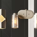 Modern Geometric Design Wall Sconces With Glass Shades Metal Frame And Edison Spiral Bulbs