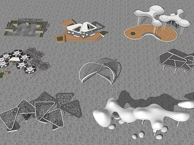 Various Modern Outdoor Pergola Designs With Creative Geometric Shapes And Structures 3d model
