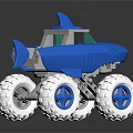 Playful Children's Blue Shark Shaped Toy Car With Big White Wheels
