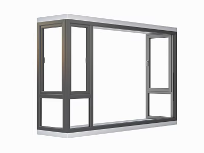 Modern Bay Window Design With Glass Panels And Metal Frame Structure 3d model