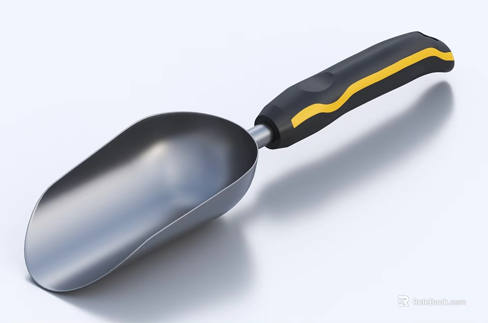 Stainless Steel Garden Shovel With Black And Yellow Ergonomic Handle For Hardware Tools 3d model 