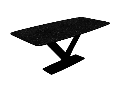 Modern Minimalist Dining Table With Speckled Surface And V Shaped Crossed Legs 3d model