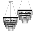 Modern Crystal Chandelier With Multi Layer Hanging Structure And Black Frame 3d model