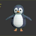 Cute Purple and White Penguin Doll with Orange Feet and Black Eyes