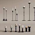 Modern Style Candle Holders With Various Designs And Different Heights For Home Decor 3d model