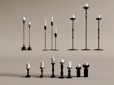 Modern Style Candle Holders With Various Designs And Different Heights For Home Decor 3d model