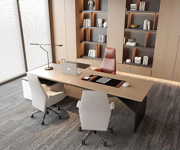 Modern boss office manager office desk and chair 3d model