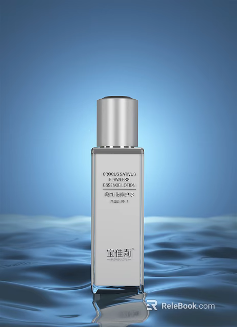 Premium Chunghwa Tang Essential Serum Luxury Collection in Silver Bottle with Blue Background 3d model 