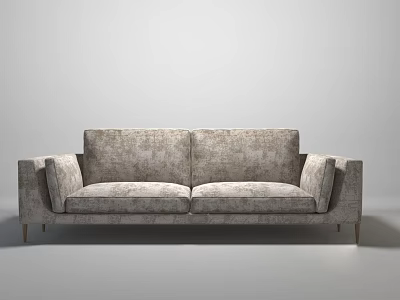 Elegant Two-Seater Sofa Upholstered in Textured Fabric Neutral Modern Minimalist Design with Slim Metal Legs 3d model