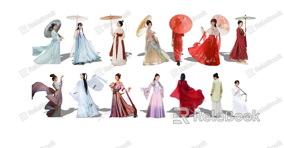 Modern Multiplayer Hanfu Ancient Classical Figure Woman Beauty model