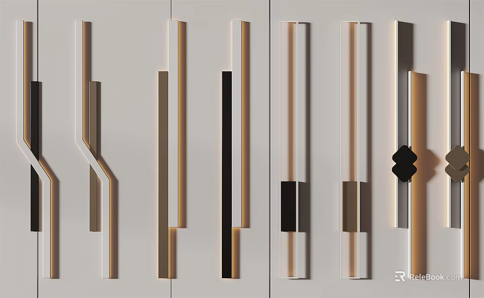 Modern Wall Lamps With Various Linear Designs And Metal Frames In White Black Brown 3d model 