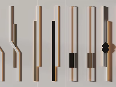 Modern Wall Lamps With Various Linear Designs And Metal Frames In White Black Brown 3d model