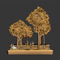 Autumn Cartoon Scene With Golden Trees Haystacks Pumpkins White Stones And Wooden Fence On Base
