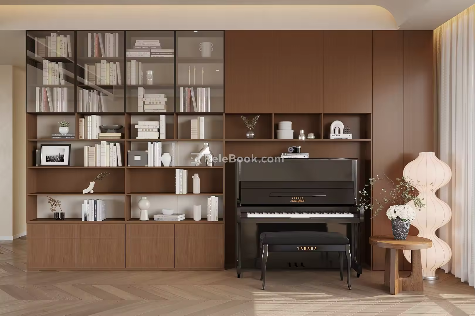 Middle Ancient Bookcase Study Bookcase Living Room Bookcase Combination Finished Bookcase Glass Bookcase Open Bookcase 3d model