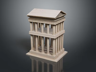 Scenic White Classical Temple Model With Two Story Columns And Pediment 3d model