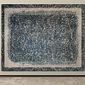 Modern Square Area Rug in Blue and White with Abstract Textured Design