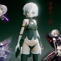 Yalingzi Lintu White Hair Green Eyes Fantasy Game Character With Green Black Outfit And Weapon