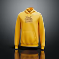 Yellow Hooded Sweatshirt With Rush Records Print Long Sleeve Casual Design