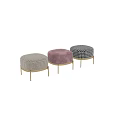 Various Ottoman Stools With Houndstooth Pattern Pink Velvet Upholstery And Gold Metal Legs