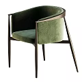 Modern Minimalist Leisure Chair With Brown Velvet Upholstery And Dark Metal Frame