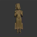 Golden Sculpture Carving of Traditional Figure Wearing Tall Hat and Long Robe