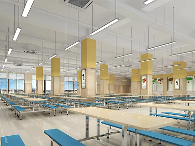 Modern Canteen Enterprise Staff Restaurant 3d model